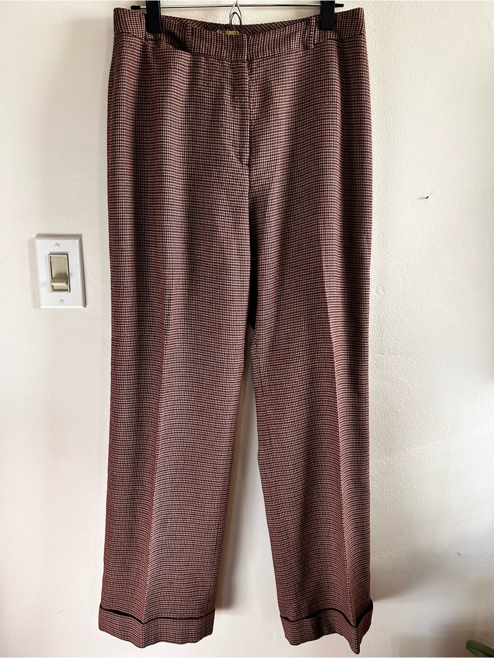 Caslon Brown Micro-Check Straight Leg Trousers